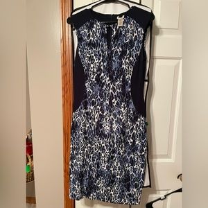 Navy and animal print dress